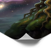 牡羊座と星や銀河の中の生命の樹 ポスター (角)