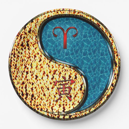 牡羊座と水虎 ペーパープレート (正面)