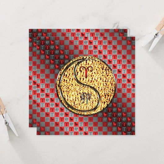 牡羊座と火のウサギ カード (正面/裏面インサイチュ)