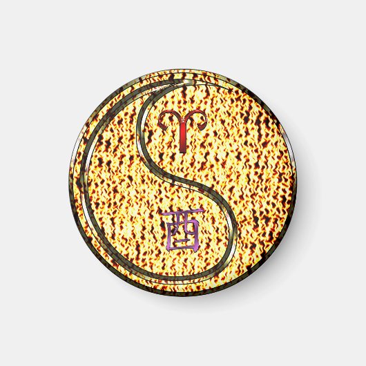 牡羊座と火の雄鶏 マグネット (正面)