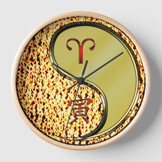牡羊座と金属の虎 壁時計 (正面)