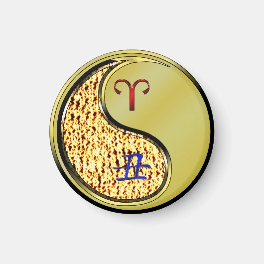 牡羊座と金属製の牛 マグネット (正面)