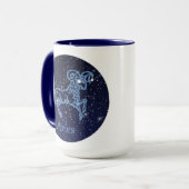 牡羊座と〔占星術の〕十二宮図の星付きサイン マグカップ (正面左)