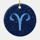 牡羊座と〔占星術の〕十二宮図の星座と星Cer セラミックオーナメント (裏面)