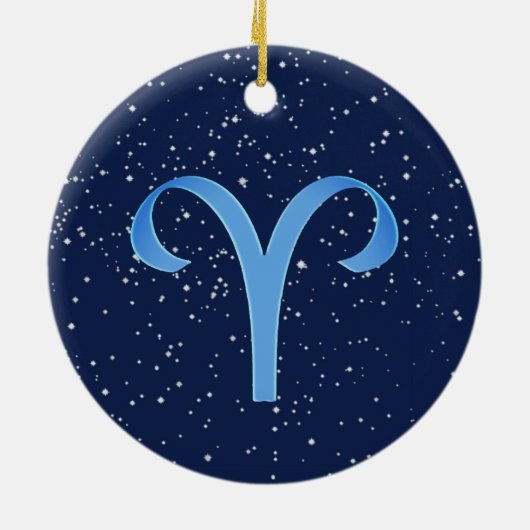 牡羊座と〔占星術の〕十二宮図の星座と星Cer セラミックオーナメント (裏面)