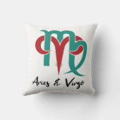 牡羊座と《星座》乙女座〔占星術の〕十二宮図カップル占星術 クッション (裏面)