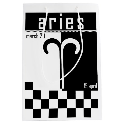 牡羊座のための(占星術の)十二宮図の印のギフトバッグ ミディアムペーパーバッグ (正面)