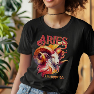 牡羊座の停止不能な水色ラム〔占星術の〕十二宮図火災標識 Tシャツ