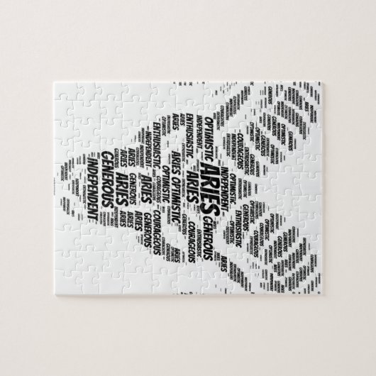 牡羊座の占星術の(占星術の)十二宮図の印の単語の雲 ジグソーパズル (横)