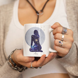 牡羊座の女性らしいブルーデザイン コーヒーマグカップ