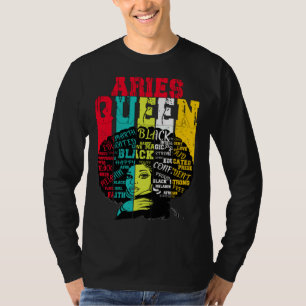 牡羊座の女王 牡羊座の誇り 黒人女性 アフロ ホロスコープ Tシャツ