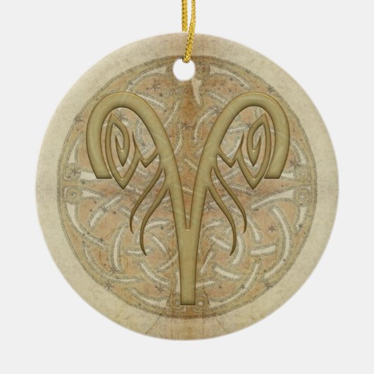 牡羊座の星の印のパーソナライズなオーナメント セラミックオーナメント (正面)