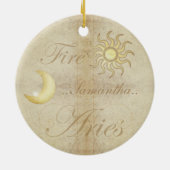 牡羊座の星の印のパーソナライズなオーナメント セラミックオーナメント (裏面)