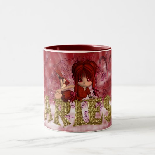 牡羊座の星の印の誕生日のマグ ツートーンマグカップ (中央)