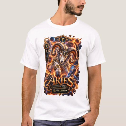 牡羊座の星座 天上の雄羊 占星術 Tシャツ (正面)