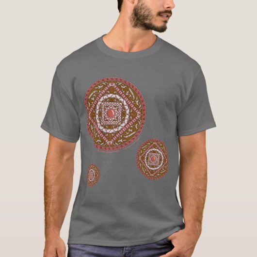 牡羊座の曼荼羅デザイン メンズダークシャツ Tシャツ (正面)