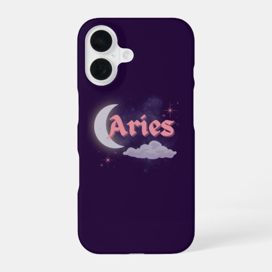 牡羊座の月の雲と星の占星術アート iPhone 16ケース (裏面)