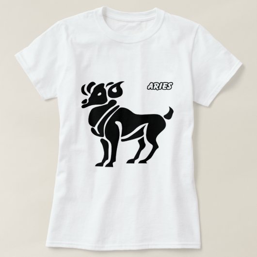 牡羊座の白黒占星術プロダクト Tシャツ (デザイン正面)