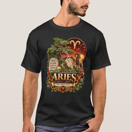 牡羊座の盆栽アート Tシャツ (正面)