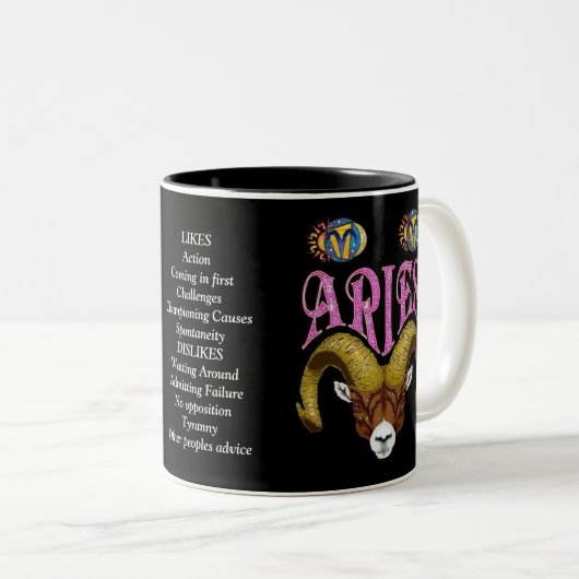 牡羊座の誕生の印の(占星術の)十二宮図のマグ ツートーンマグカップ (正面右)