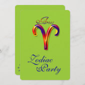 牡羊座の(占星術の)十二宮図のパーティの招待状か占星術 招待状 (正面/裏面)