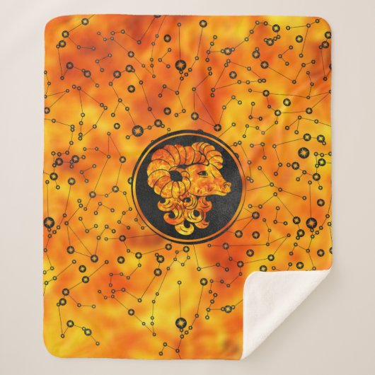 牡羊座の(占星術の)十二宮図の印の火の要素 シェルパブランケット (正面)