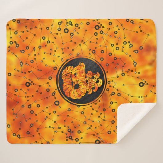 牡羊座の(占星術の)十二宮図の印の火の要素 シェルパブランケット (正面(横))