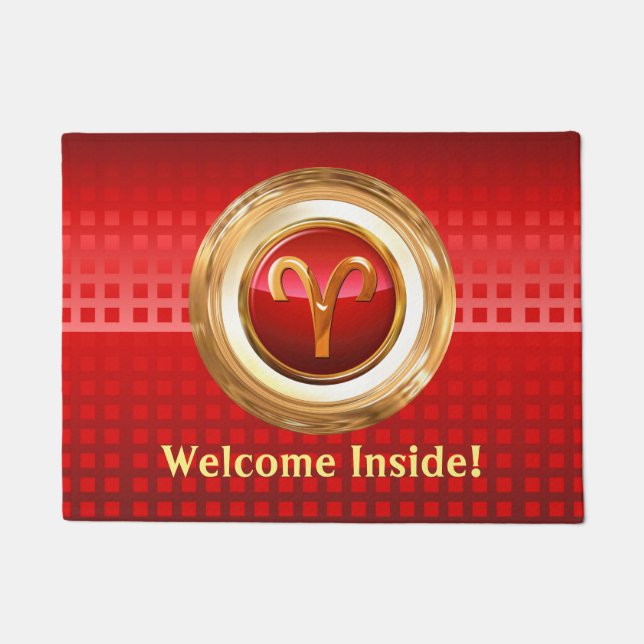 牡羊座の(占星術の)十二宮図の印 ドアマット (正面)