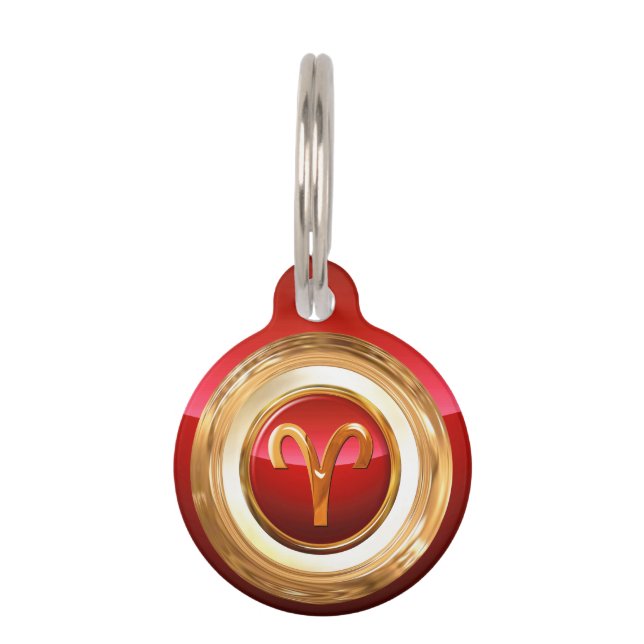 牡羊座の(占星術の)十二宮図の印 ペット　ネームタグ (正面)