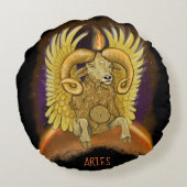 牡羊座の(占星術の)十二宮図の印 ラウンドクッション (裏面)