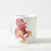 牡羊座の(占星術の)十二宮図の水彩画の芸術性のプリントのマグ コーヒーマグカップ (正面左)