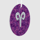 牡羊座の(占星術の)十二宮図の記号のデジタルカムフラージュのような真珠 オーナメント (正面)