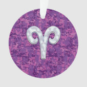 牡羊座の(占星術の)十二宮図の記号のデジタルカムフラージュのような真珠 オーナメント (正面)