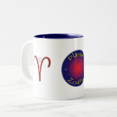 牡羊座の(占星術の)十二宮図の記号のマグ ツートーンマグカップ (正面左)
