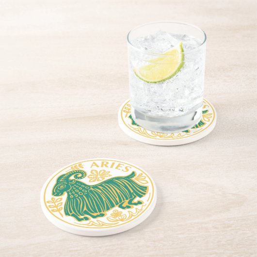 牡羊座の〔占星術の〕十二宮図の記号 コースター (側面)