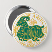 牡羊座の〔占星術の〕十二宮図の記号 缶バッジ (正面&裏面)