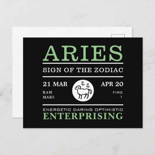 牡羊座の〔占星術の〕十二宮図占星術の、 ポストカード (正面/裏面)