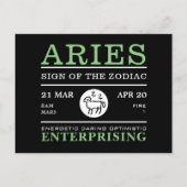 牡羊座の〔占星術の〕十二宮図占星術の、 ポストカード (正面)