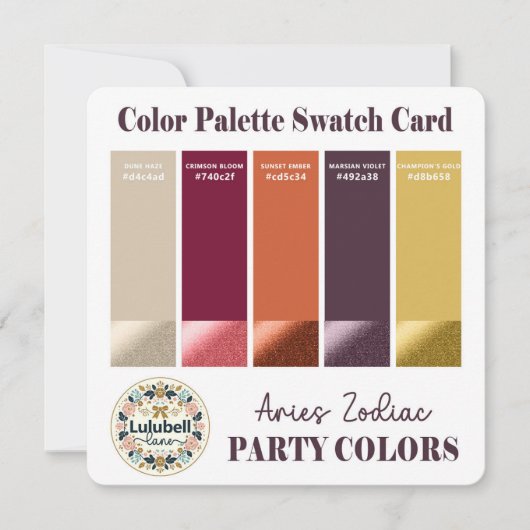 牡羊座をテーマにしたパーティー用の色見本パレットカード 招待状 (正面)