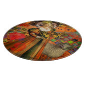 牡羊座オレンジ色の女性：ゴシック様式のラムアンティークアートコラージュ カッティングボード (角)