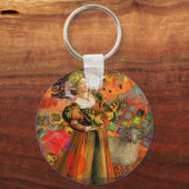 牡羊座オレンジ色の女性：ゴシック様式のラムアンティークアートコラージュ キーホルダー (正面)