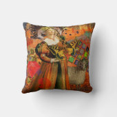 牡羊座オレンジ色の女性：ゴシック様式のラムアンティークアートコラージュ クッション (裏面)
