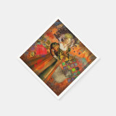 牡羊座オレンジ色の女性：ゴシック様式のラムアンティークアートコラージュ スタンダードカクテルナプキン (角)