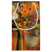 牡羊座オレンジ色の女性：ゴシック様式のラムアンティークアートコラージュ スモールペーパーバッグ (裏面)