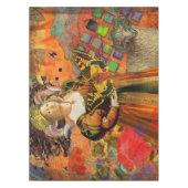 牡羊座オレンジ色の女性：ゴシック様式のラムアンティークアートコラージュ テーブルクロス (正面)