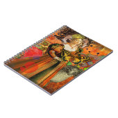 牡羊座オレンジ色の女性：ゴシック様式のラムアンティークアートコラージュ ノートブック (左側)