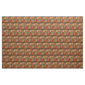 牡羊座オレンジ色の女性:ゴシック様式のラムアンティークアートコラージュ ファブリック (ヤード)