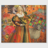 牡羊座オレンジ色の女性:ゴシック様式のラムアンティークアートコラージュ ラッピングペーパー (フラット)