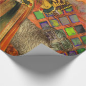 牡羊座オレンジ色の女性:ゴシック様式のラムアンティークアートコラージュ ラッピングペーパー (角)