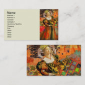 牡羊座オレンジ色の女性:ゴシック様式のラムアンティークアートコラージュ 名刺 (正面/裏面)